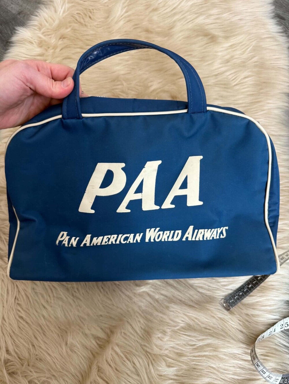 Vintage‎ Pan American World Airways Blue And White Travel Bag